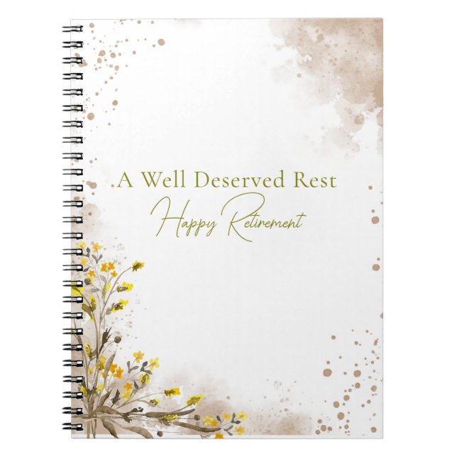 A Well Deserved Rest Elegant Retirement gift Notebook (Front)
