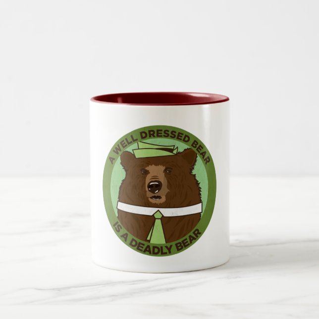 A Well Dressed Bear Is A Deadly Bear Two-Tone Coffee Mug (Center)