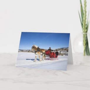 A Western Christmas - Horse Christmas Sleigh Holiday Card