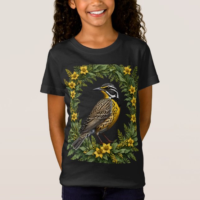 A Western Meadowlark Surrounded By Oregon-Grape T-Shirt (Front)
