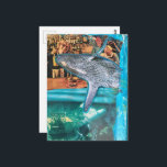 A Whale of a Time A Surreal Collage Postcard<br><div class="desc">A surreal collage made and photographed by Angelandspot in the year 2026 with vintage images from a magazine from the 1980s era of a bar scene and a whale</div>