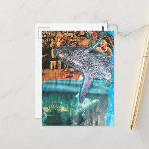 A Whale of a Time A Unique Surreal Collage Postcard