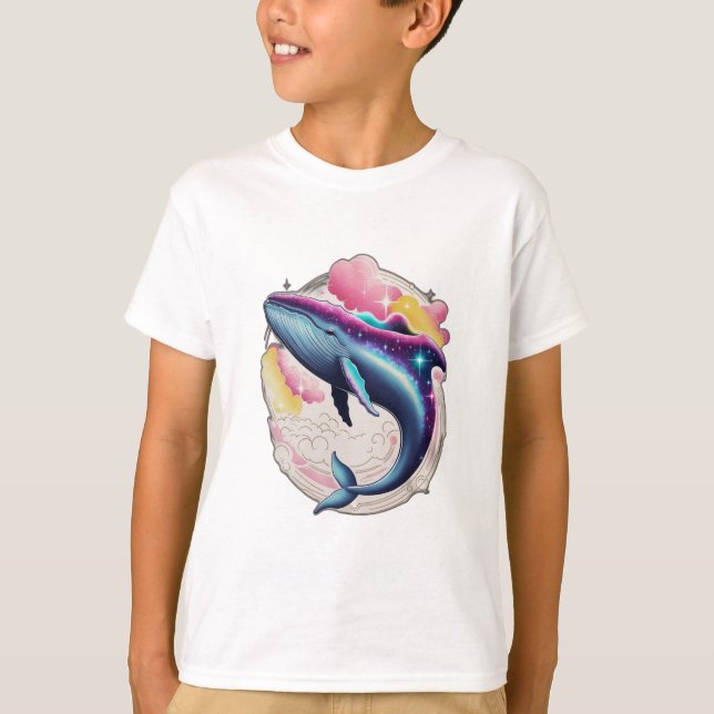 A whale swimming through space T-Shirt (Front)