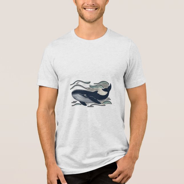A whale swimming, Tri-Blend shirt (Front)