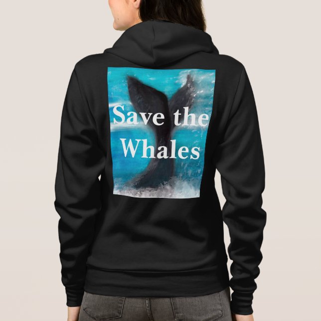 A Whale's Tail - Save the Whales Black Hoodie (Back)