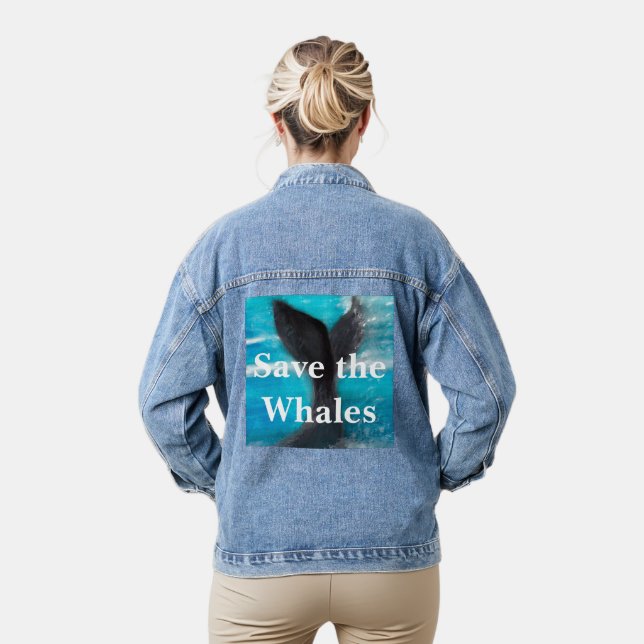 A Whale's Tail - Save the Whales  Denim Jacket (Model)