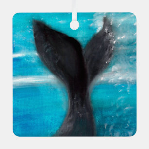 A Whale's Tail Watercolor Metal Tree Decoration