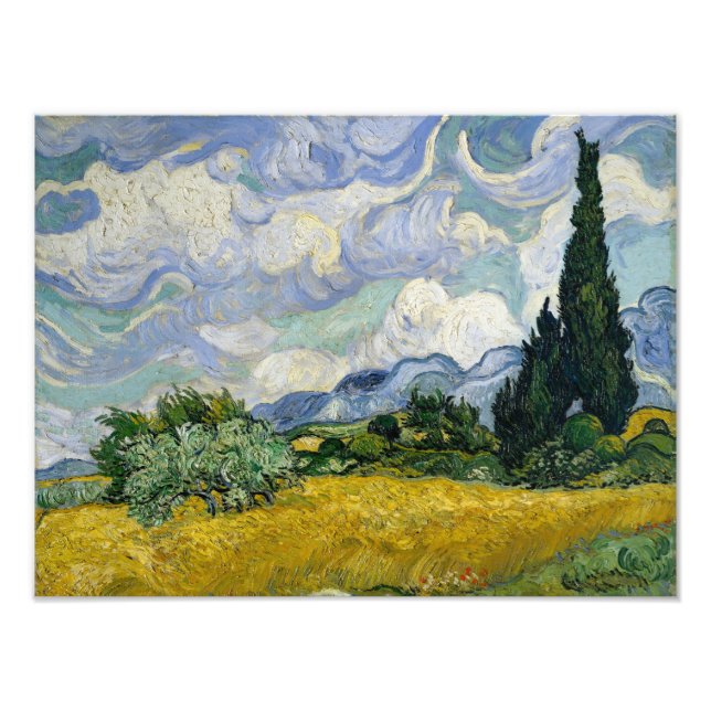 A Wheatfield with Cypresses Van Gogh Photo Print (Front)