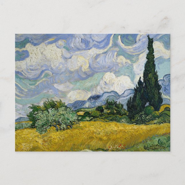 A Wheatfield with Cypresses Van Gogh Postcard (Front)