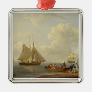 A Wherry Taking Passengers out to Two Anchored Pac Metal Tree Decoration