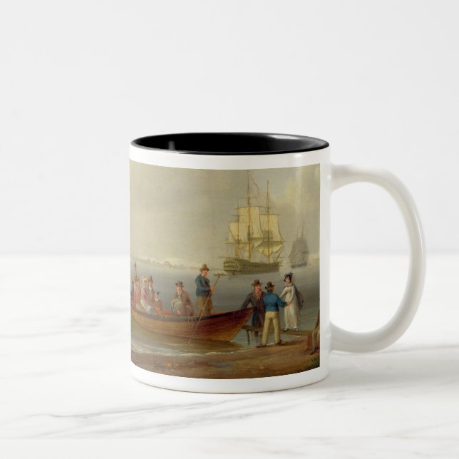 A Wherry Taking Passengers out to Two Anchored Pac Two-Tone Coffee Mug (Right)