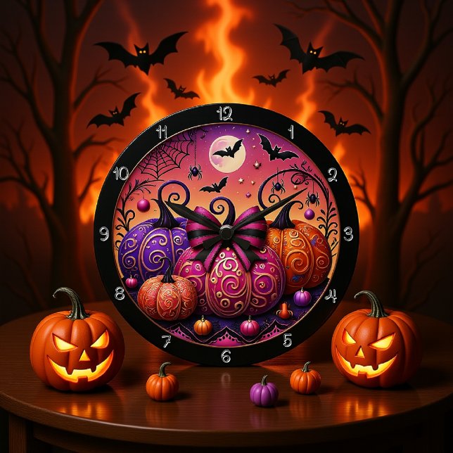 A Whimsical and Spooky Pink Pumpkin Large Clock (Creator Uploaded)