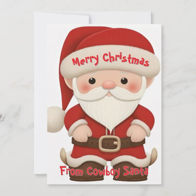 A Whimsical Cowboy Santa Christmas Card (Front)
