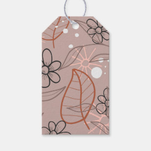 A Whimsical Flower and Leaves Print Gift Tags