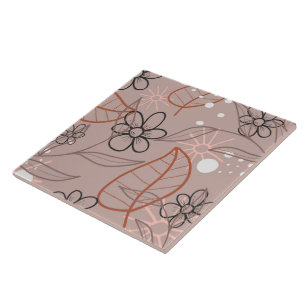 A Whimsical Flower and Leaves Print Tile