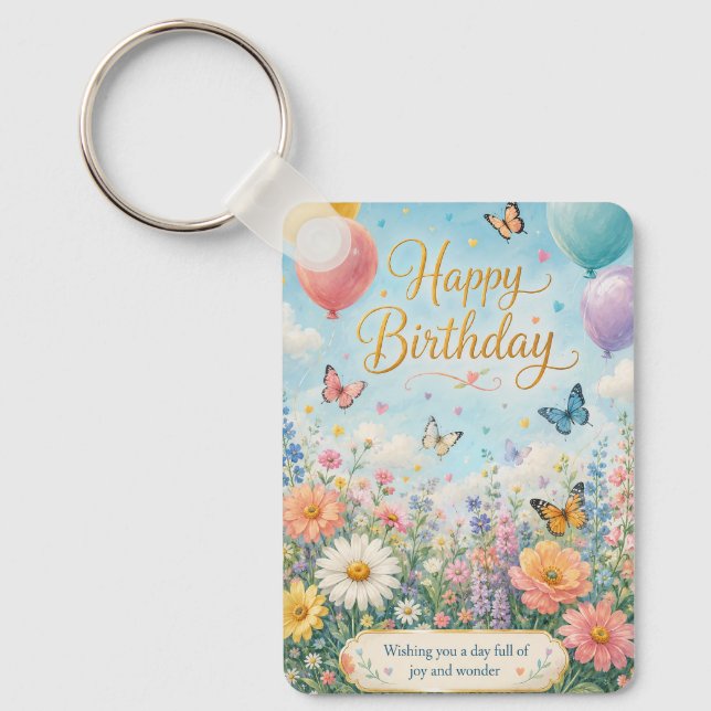 A Whimsical Garden Celebration Key Ring (Front)