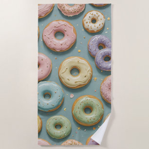 A Whimsical Pastel Donut Dream Beach Towel