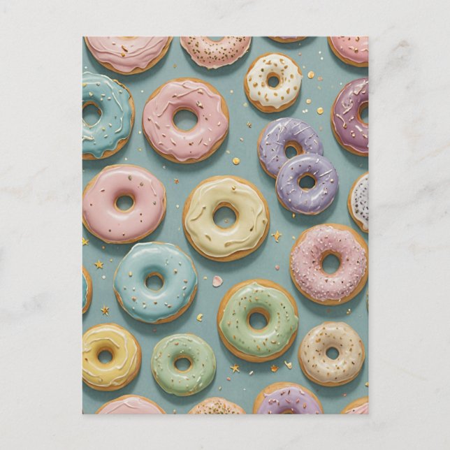 A Whimsical Pastel Donut Dream Holiday Postcard (Front)