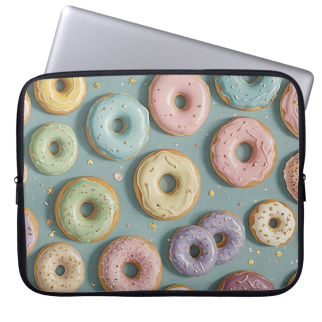 A Whimsical Pastel Donut Dream Laptop Sleeve (Front)