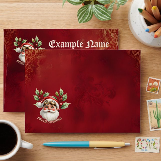 A whimsical steampunk Santa Claus Envelope (Desk)