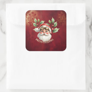 A whimsical steampunk Santa Claus Square Sticker