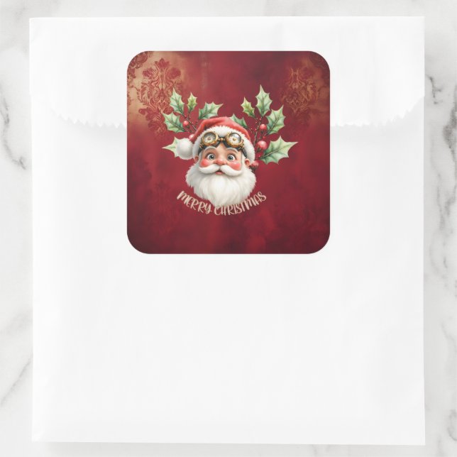A whimsical steampunk Santa Claus  Square Sticker (Bag)