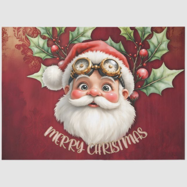 A whimsical steampunk Santa Claus  Tissue Paper (Front)