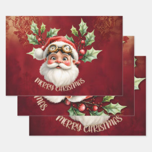 A whimsical steampunk Santa Claus Wrapping Paper Sheet