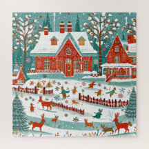A whimsical village scene