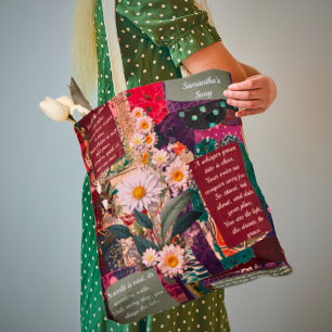 A Whimsically Bohemian Floral Personalised Poem Tote Bag