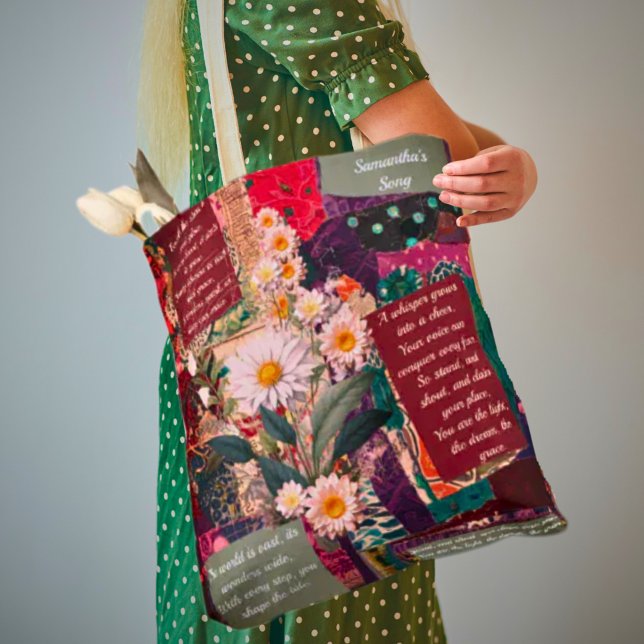 A Whimsically Bohemian Floral Personalised Poem Tote Bag (Creator Uploaded)