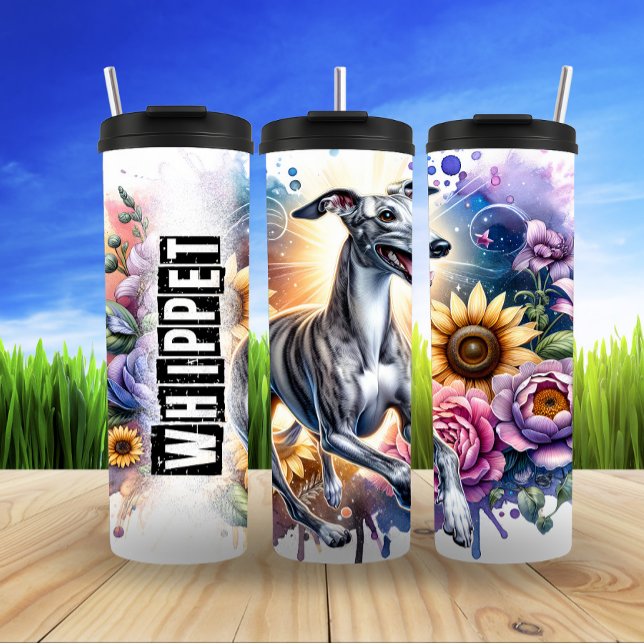 A Whippet's Floral Dream Thermal Tumbler (Creator Uploaded)