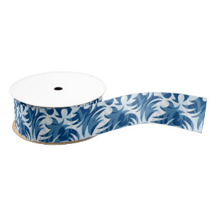 A White and Blue Pattern Ribbon Grosgrain Ribbon