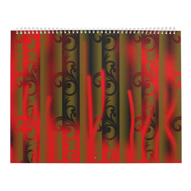 a white and brown striped wallpaper with a pattern calendar (Cover)