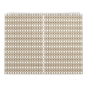 a white and gold geometric pattern calendar