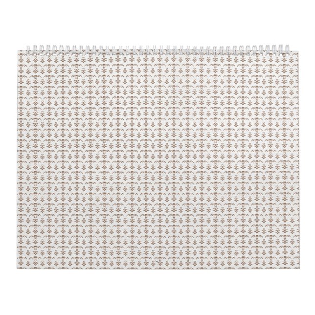 a white background with a brown pattern on it calendar (Cover)