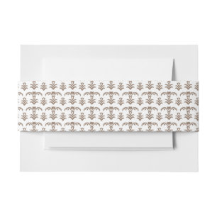 a white background with a brown pattern on it invitation belly band