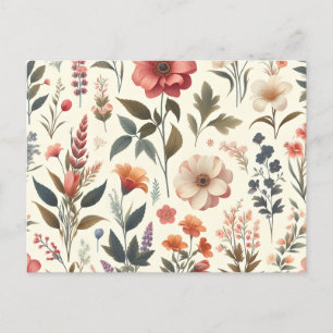 a white background with a bunch of flowers on it invitation postcard