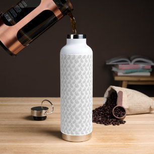a white background with a pattern in the middle water bottle
