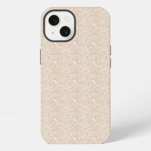 a white background with a pattern of leaves iPhone case (Back)
