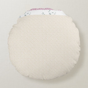 a white background with a pattern of small dots round cushion