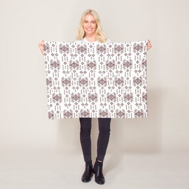  a white background with a red pattern on it fleece blanket (In Situ)