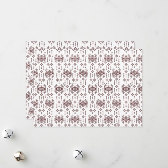  a white background with a red pattern on it holiday card (Front/Back In Situ)