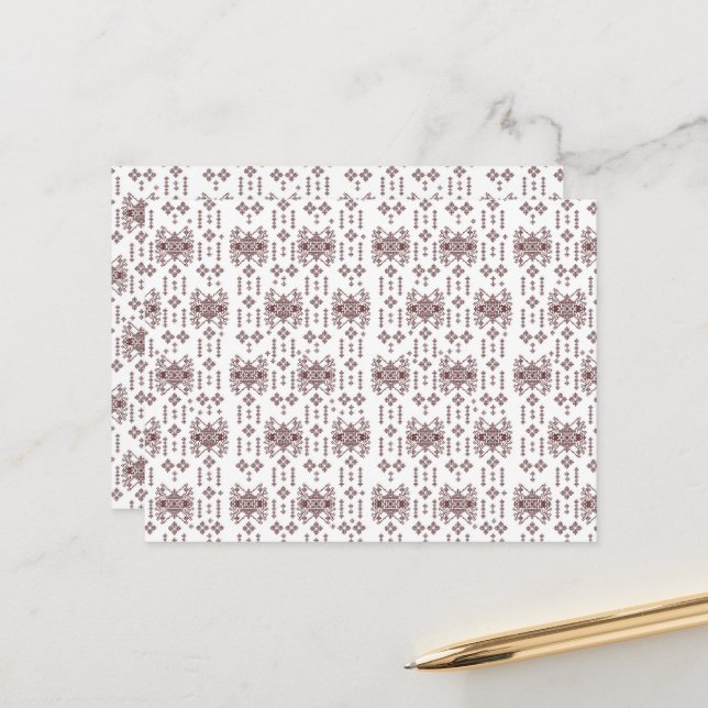  a white background with a red pattern on it postcard (Front/Back In Situ)