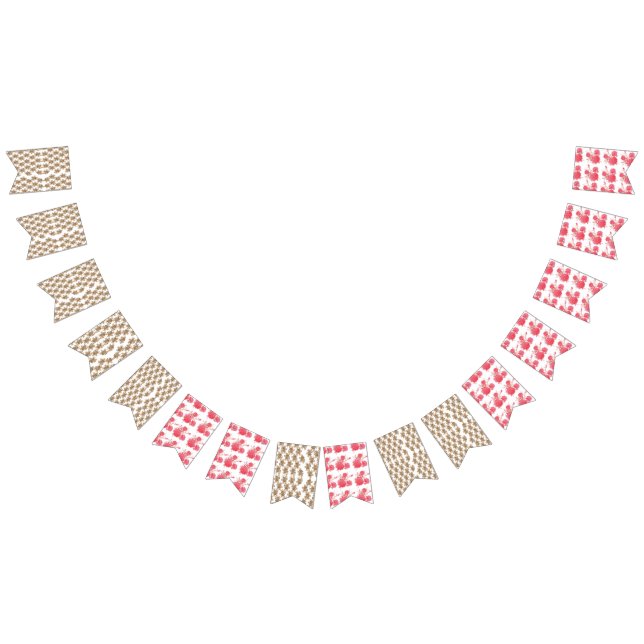  a white background with brown flowers on it bunting  (All)