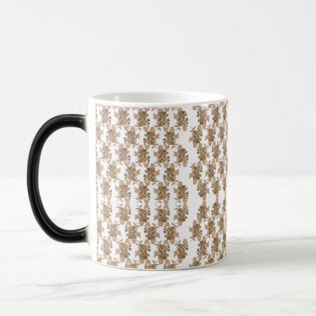  a white background with brown flowers on it magic mug (Left)