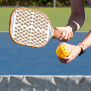 a white background with brown flowers on it pickleball paddle