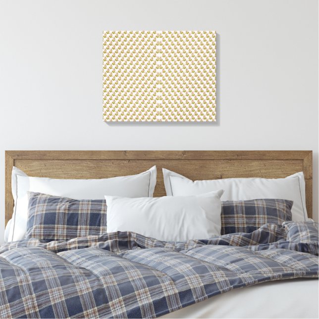 a white background with green leaves on it canvas print (Insitu(Bedroom))
