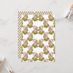 a white background with green leaves on it invitation