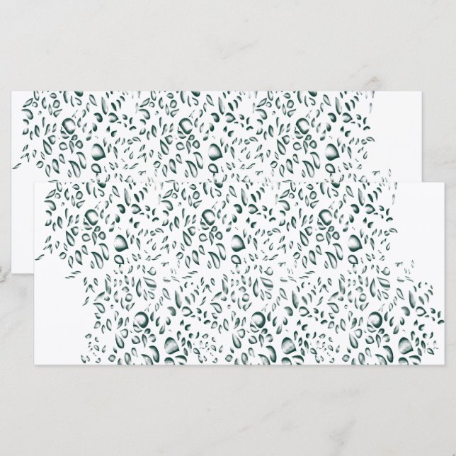 a white background with lots of drops of water menu (Front/Back)